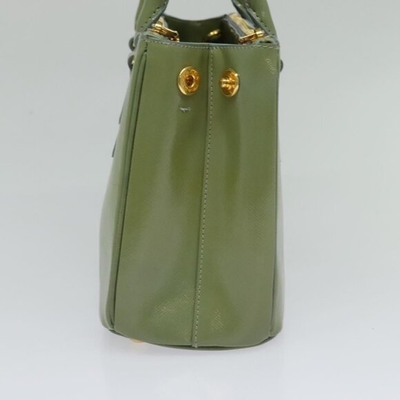 PRADA Galleria Hand Bag Safiano leather 2way Green Gold Auth - Picture 4 of 16